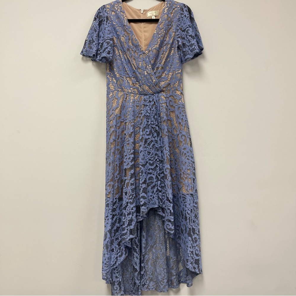 Anthropologie Blue Asymmetrical Lace Sundress